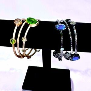CHICO’s Set of 3 Bangles - Green/Gold or Blue/Gunmetal - NWOT